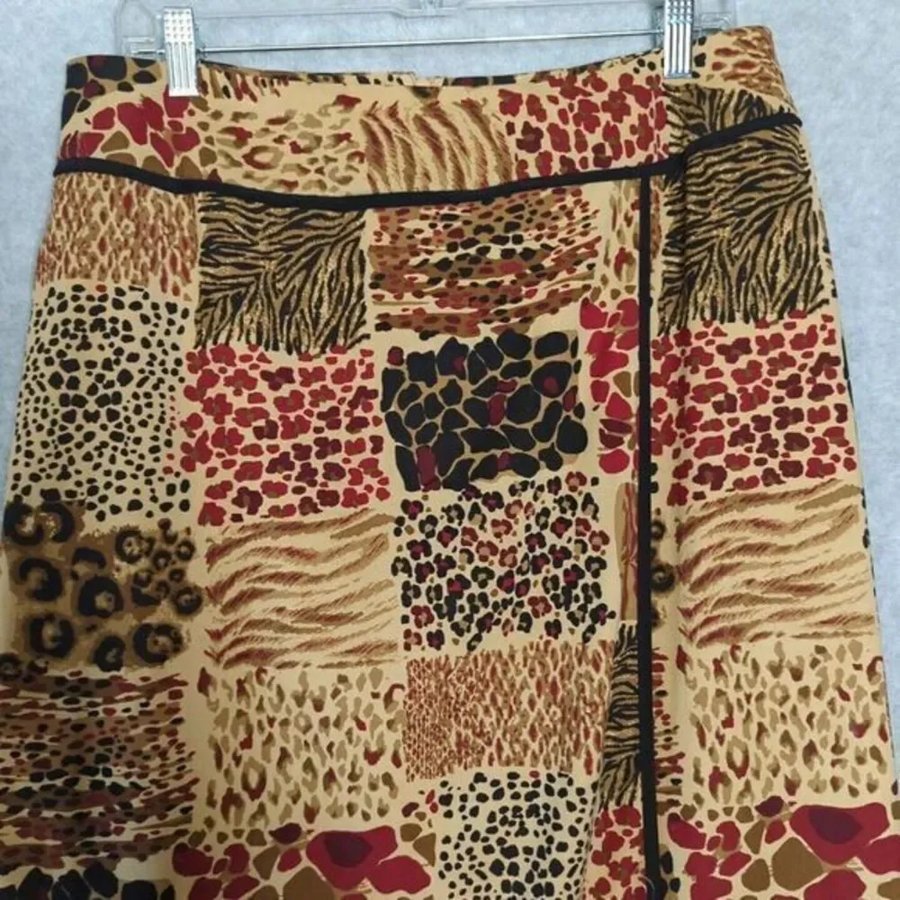 Kemp Vtg Patchwork Maxi Skirt Boho Lagenlook Witchy‎ Animal Print Retro 14 Multi